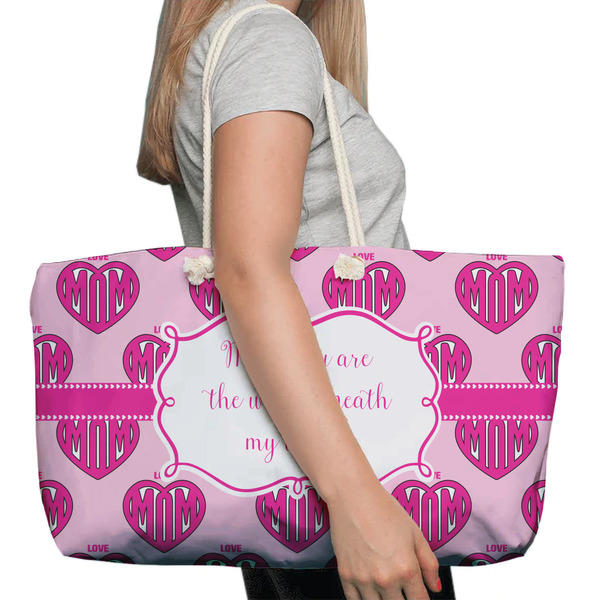 Love You Mom Large Rope Tote Bag - In Context View