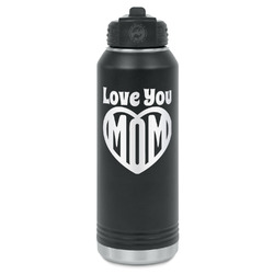 Love You Mom Water Bottle - Laser Engraved - Front