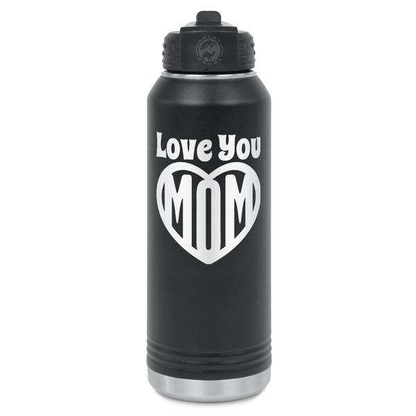 Custom Love You Mom Water Bottles - Laser Engraved - Front & Back