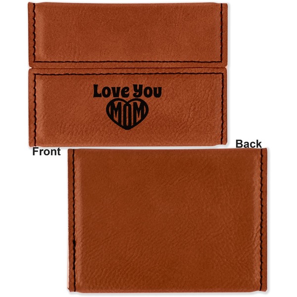 Love You Mom Leather Business Card Holder Front Back Single Sided - Apvl
