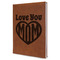 Love You Mom Leather Sketchbook - Large - Single Sided - Angled View
