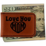 Love You Mom Leatherette Magnetic Money Clip - Double Sided
