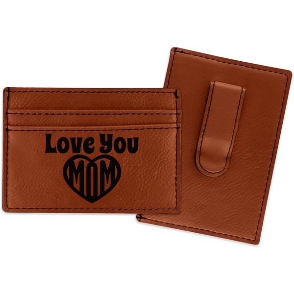 Custom Love You Mom Leatherette Wallet with Money Clip