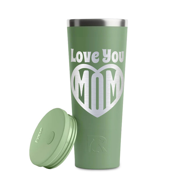 Love You Mom Light Green RTIC Everyday Tumbler - 28 oz. - Lid Off