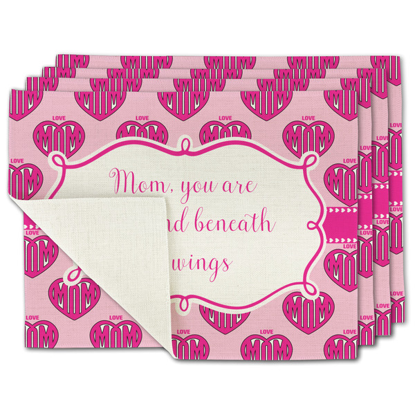 Custom Love You Mom Single-Sided Linen Placemat - Set of 4