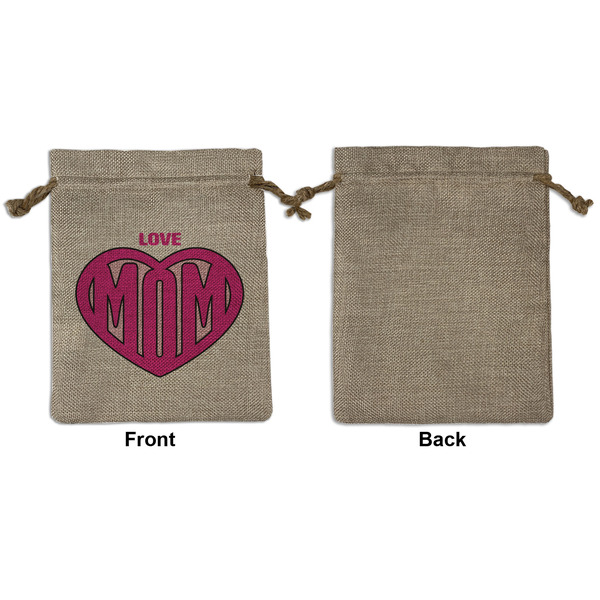 Love You Mom Medium Burlap Gift Bag - Front Approval