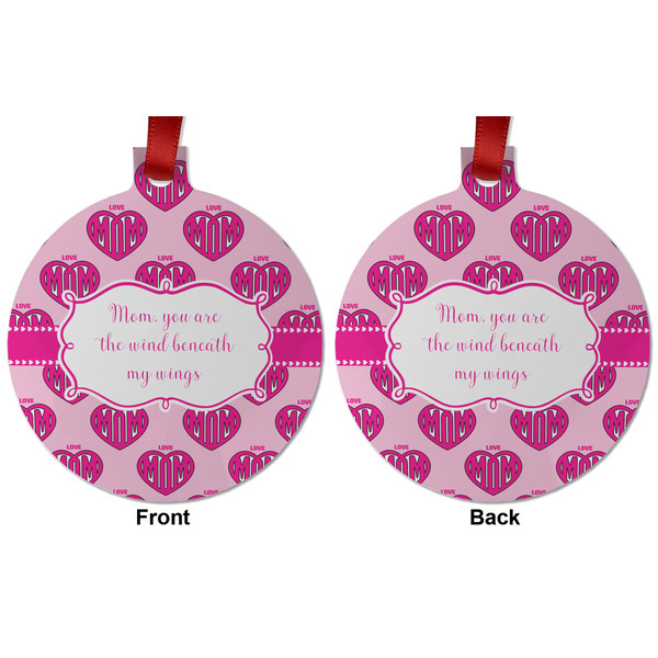 Love You Mom Metal Ball Ornament - Front and Back