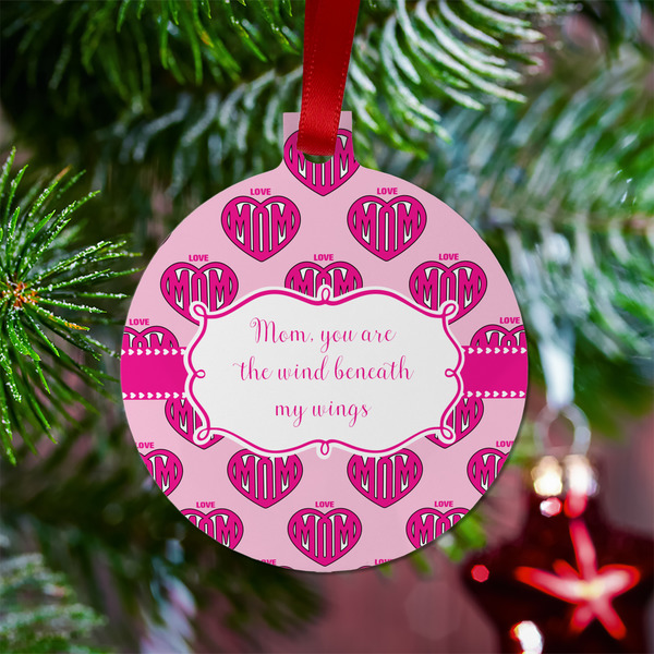 Love You Mom Metal Ball Ornament - Lifestyle