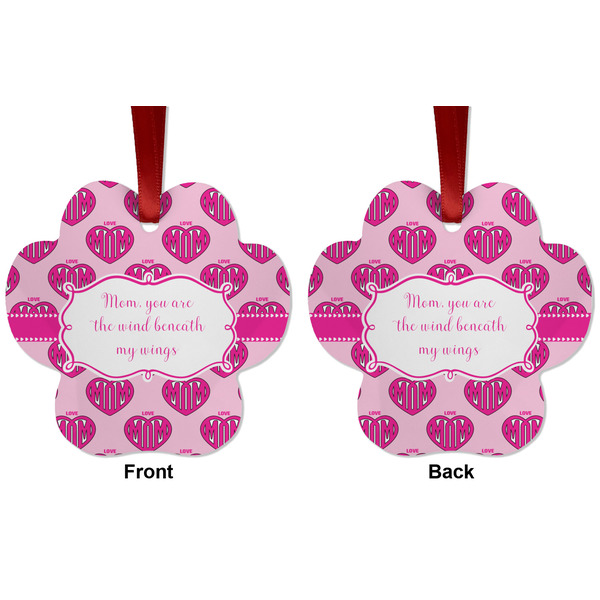 Love You Mom Metal Paw Ornament - Front and Back