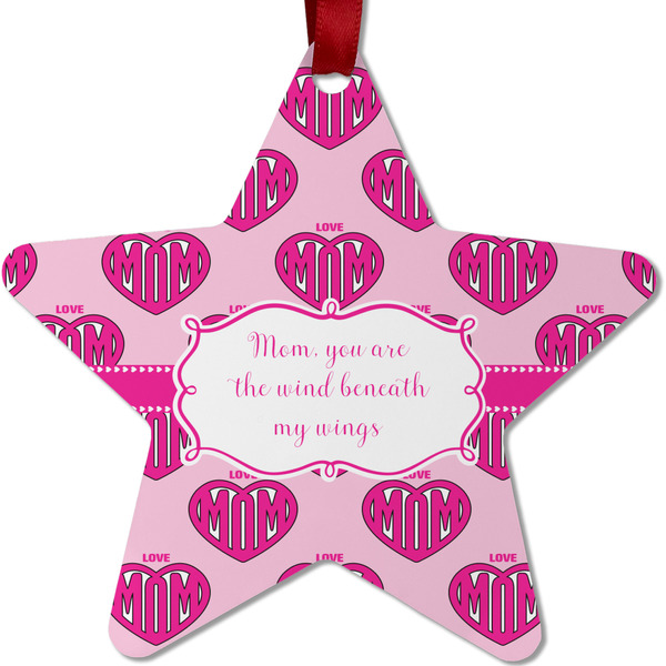 Custom Love You Mom Metal Star Ornament - Double Sided