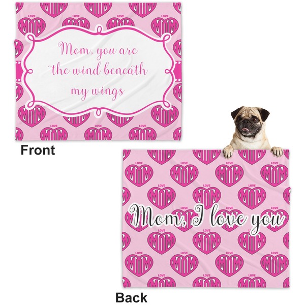 Love You Mom Microfleece Dog Blanket - Large- Front & Back