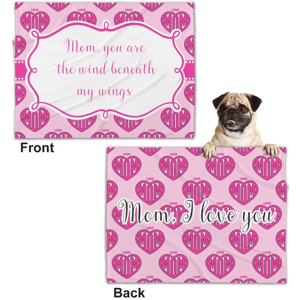 Love You Mom Microfleece Dog Blanket - Regular - Front & Back