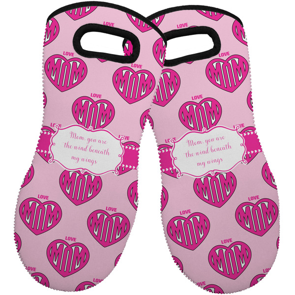 Custom Love You Mom Neoprene Oven Mitts - Set of 2