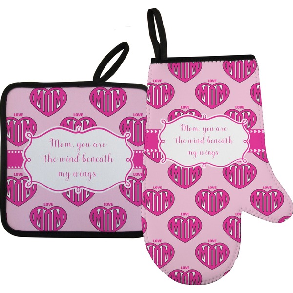 Custom Love You Mom Oven Mitt & Pot Holder Set