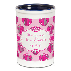 Love You Mom Ceramic Pencil Holders - Blue