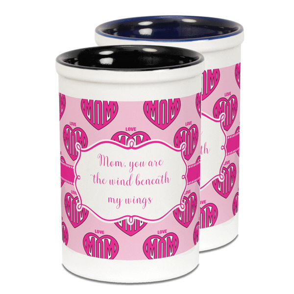 Custom Love You Mom Ceramic Pencil Holder - Large
