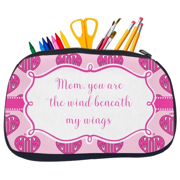 Custom Love You Mom Neoprene Pencil Case - Medium