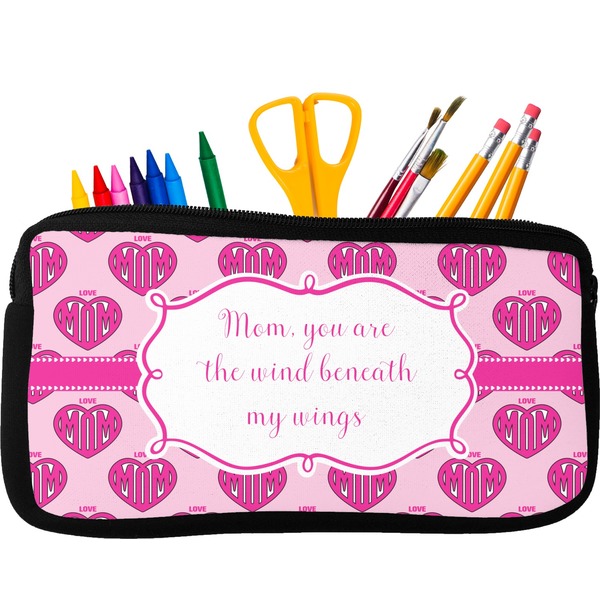 Custom Love You Mom Neoprene Pencil Case