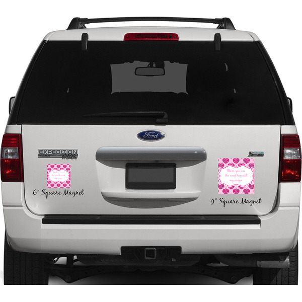 Love You Mom Personalized Square Car Magnets on Ford Explorer