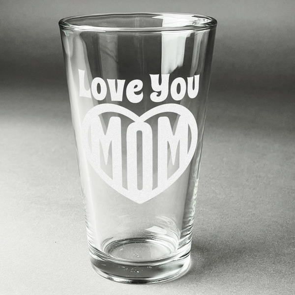 Custom Love You Mom Pint Glass - Engraved