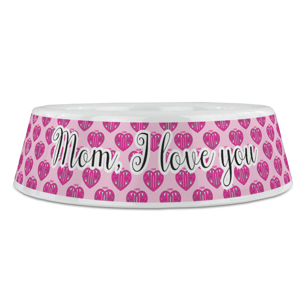 Love You Mom Plastic Pet Bowls - Large - FRONT