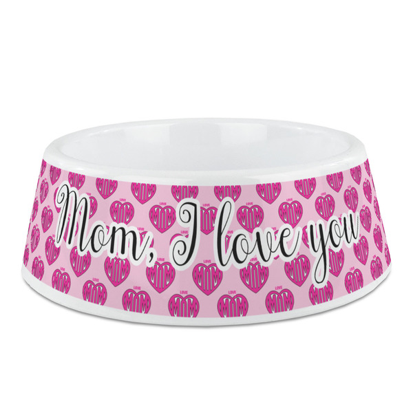 Custom Love You Mom Plastic Dog Bowl - Medium