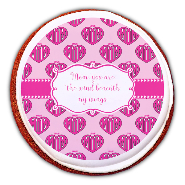 Love You Mom Printed Icing Circle - Large - On Cookie