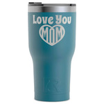 Love You Mom RTIC Tumbler - Dark Teal - Laser Engraved - Single-Sided