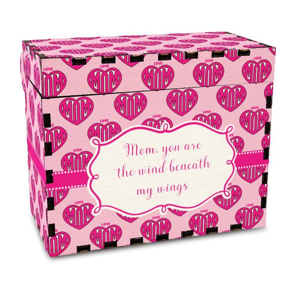 Custom Love You Mom Wood Recipe Box - Full Color Print