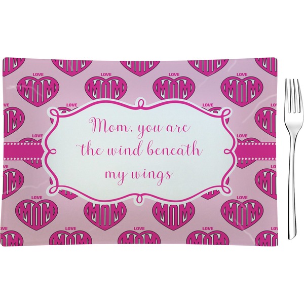 Custom Love You Mom Rectangular Glass Appetizer / Dessert Plate - Single or Set