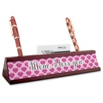 Love You Mom Red Mahogany Nameplate with Business Card Holder