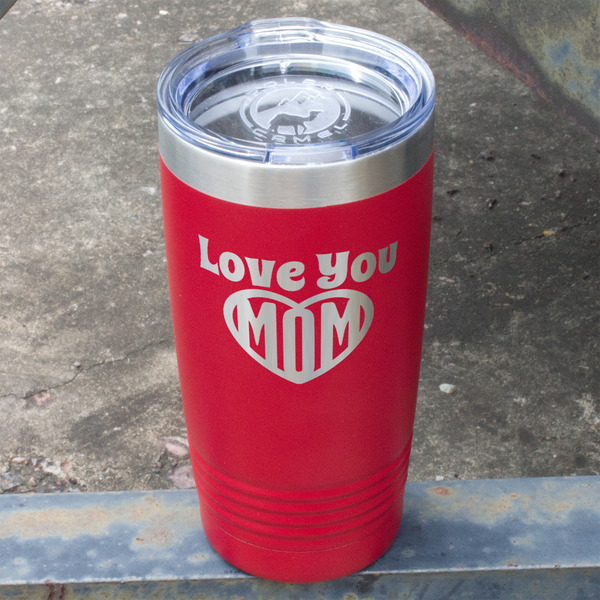 Love You Mom Red Polar Camel Tumbler - 20oz - Angled