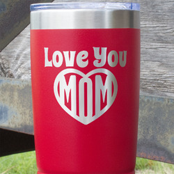 Love You Mom 20 oz Stainless Steel Tumbler - Red - Double Sided