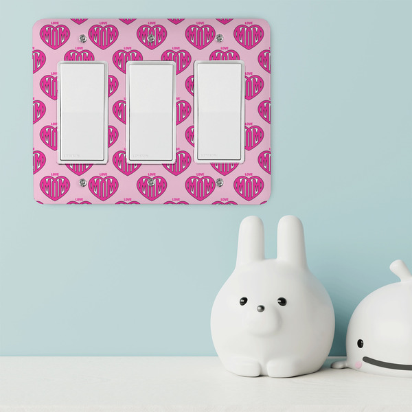 Love You Mom Rocker Light Switch Covers - Triple - IN CONTEXT