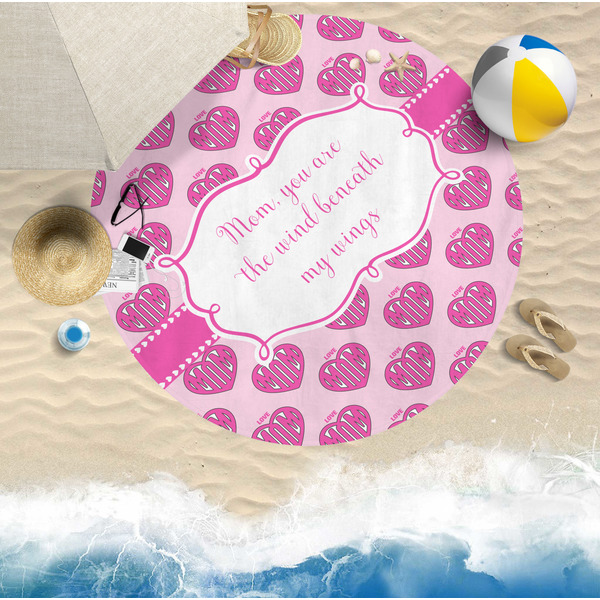 Love You Mom Round Beach Towel Lifestyle