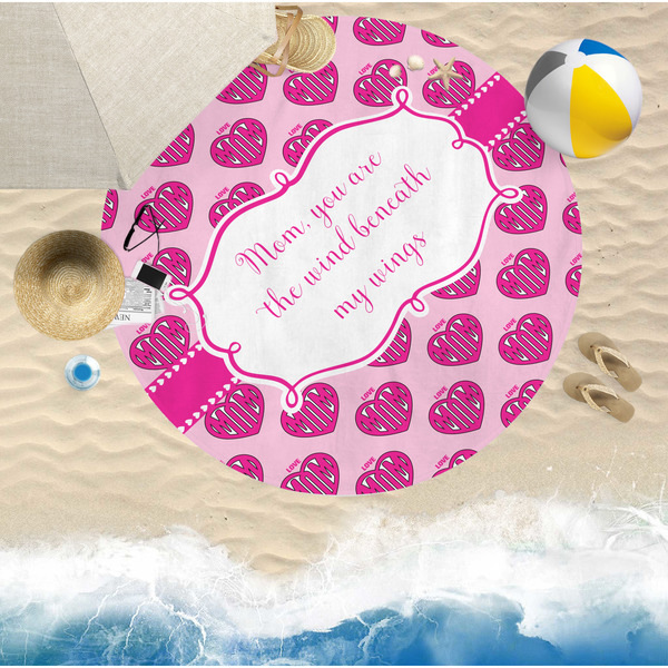 Love You Mom Round Beach Towel Lifestyle