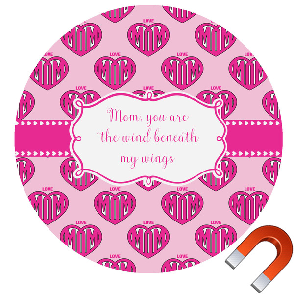 Custom Love You Mom Round Car Magnet - 10"