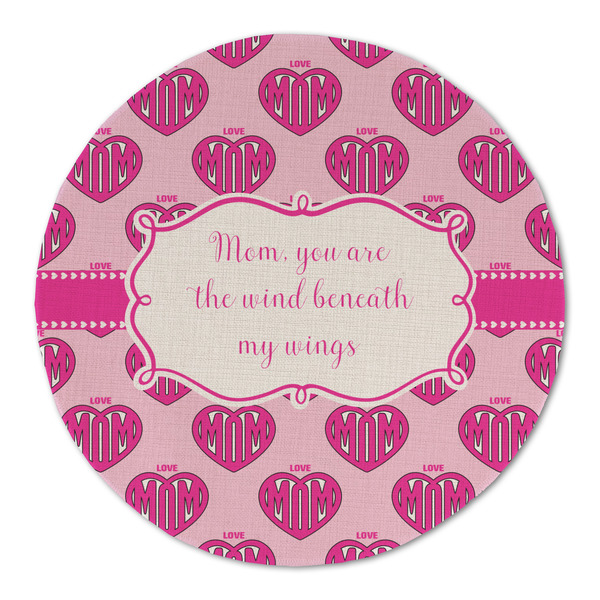 Custom Love You Mom Round Linen Placemat - Single Sided