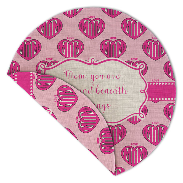 Love You Mom Round Linen Placemats - Front (folded corner double sided)