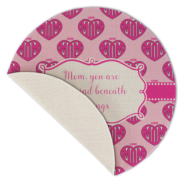 Love You Mom Round Linen Placemats - Front (folded corner single sided)