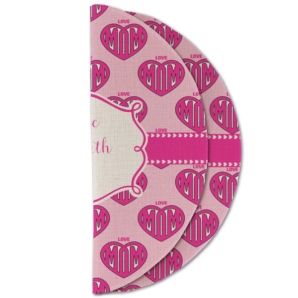 Love You Mom Round Linen Placemats - HALF FOLDED (double sided)