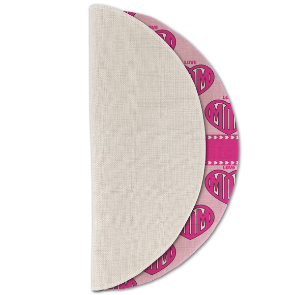 Love You Mom Round Linen Placemats - HALF FOLDED (single sided)