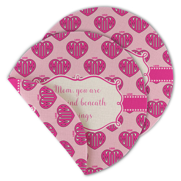 Custom Love You Mom Round Linen Placemat - Double Sided - Set of 4
