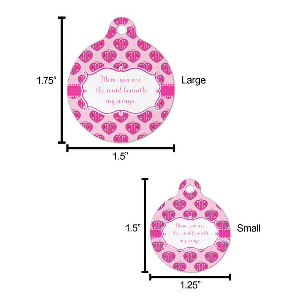 Love You Mom Round Pet ID Tag - Large - Comparison Scale