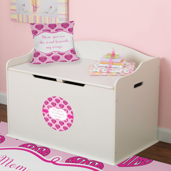 Love You Mom Round Wall Decal on Toy Chest