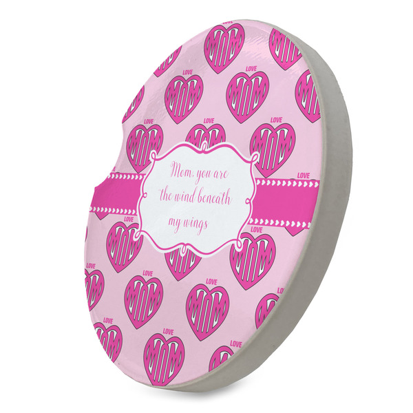 Love You Mom Sandstone Car Coaster - STANDING ANGLE