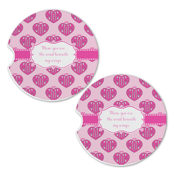 Love You Mom Sandstone Car Coasters - Set of 2