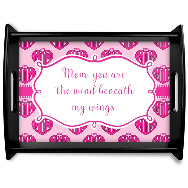 Custom Love You Mom Black Wooden Tray - Large