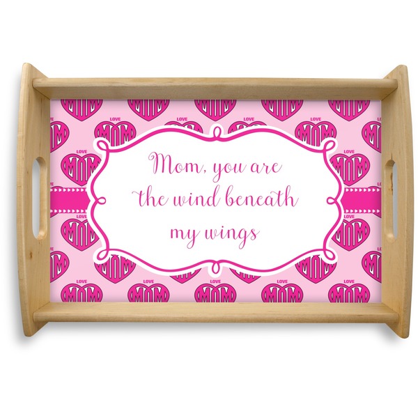 Custom Love You Mom Natural Wooden Tray - Small