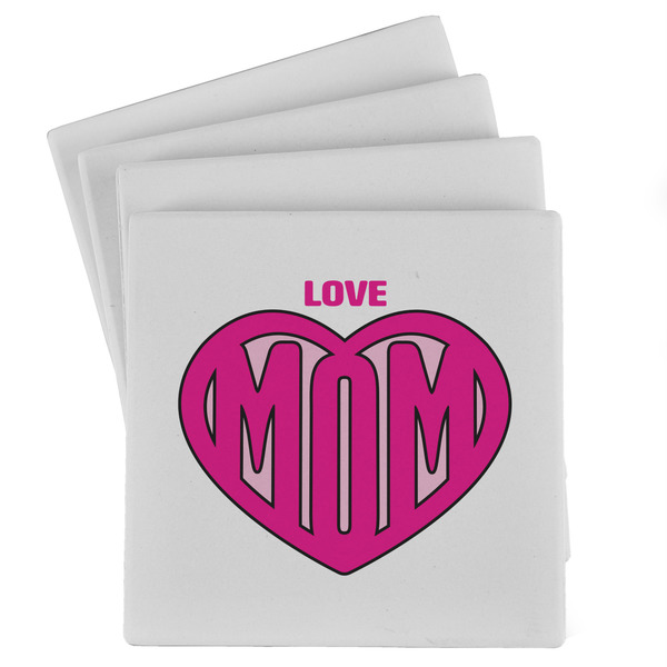 Custom Love You Mom Absorbent Stone Coasters - Set of 4